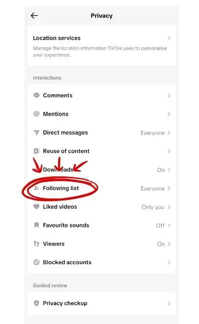 FOLLOWING LIST