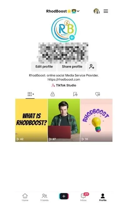 TikTok PROFILE PAGE
